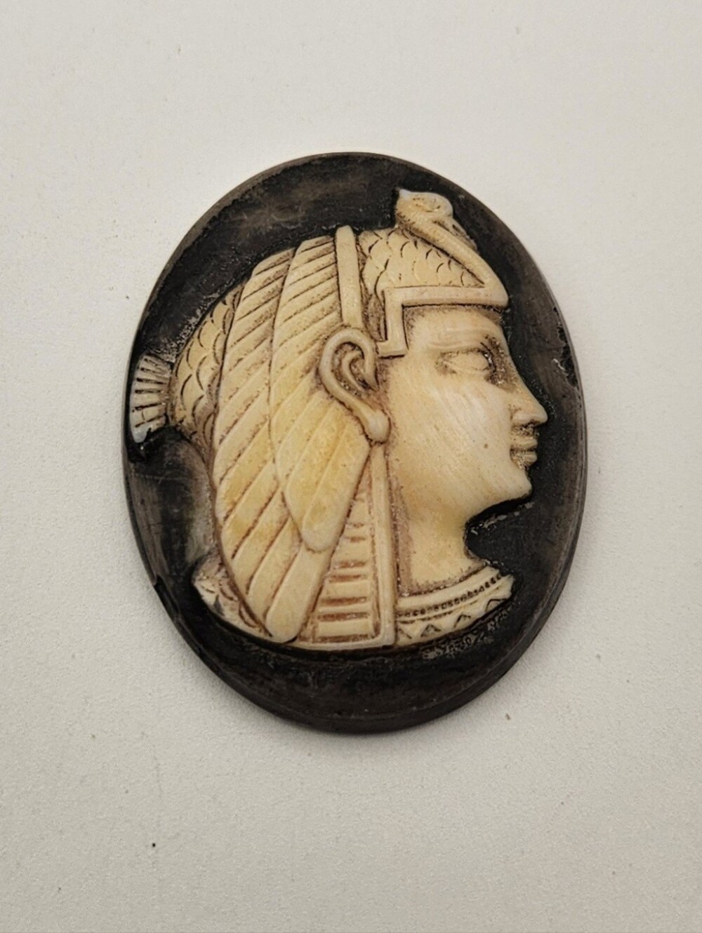 Vintage Egyptian Revival Cleopatra Profile Carved Cameo  Cabochon